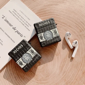 

Luxury US Dollar Riches Wireless Bluetooth Earphone Case For Airpods 1 2 Charging Box Case Silicone IMD Soft Protection Case