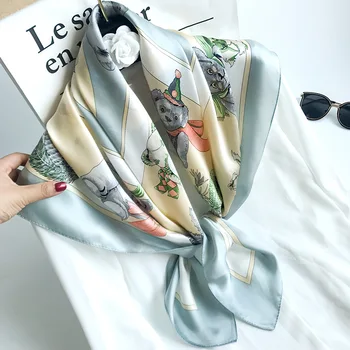 

YHFJ9090TDX New Fashion Spring and Autumn &Winter Square Scarves 100% Silk Scarf Women Shawl