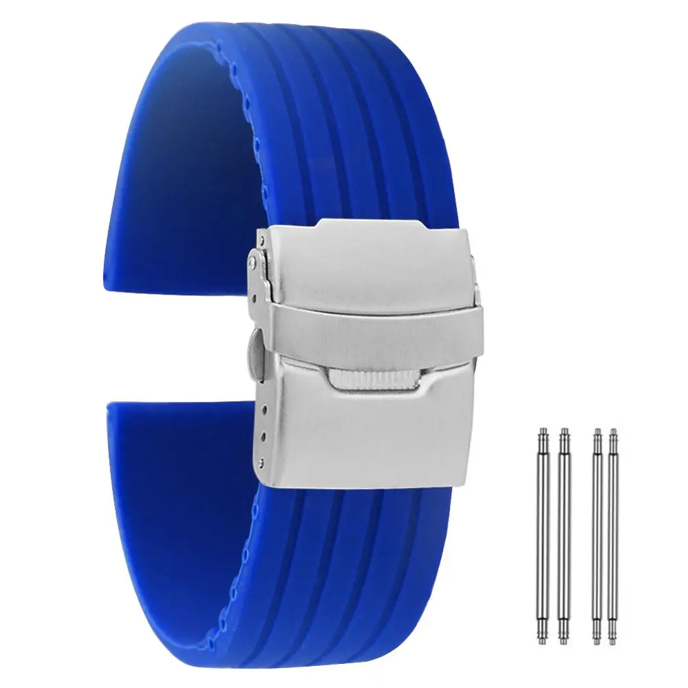 Cinturino Per Orologio In Silicone Blu Freddo 18Mm 20Mm 22Mm 24Mm Pasek Do Zegarka Cinturino Impermeabile Durevole Cinturino Per Orologio Cinturino Or