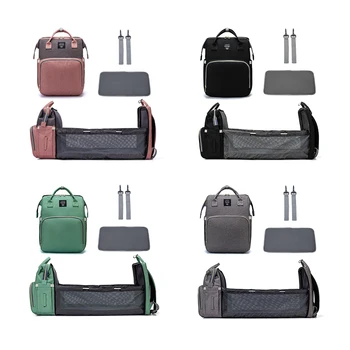 

2 in 1 Multifunctional Folding Baby Mommy Backpack Portable Crib Nappy Bag