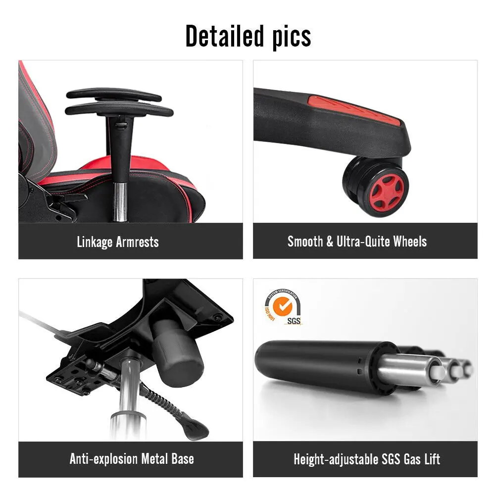  Furgle Office Chair Ergonomic Game Computer Chair with Body-hugging Leather Boss Chair Game Armchai