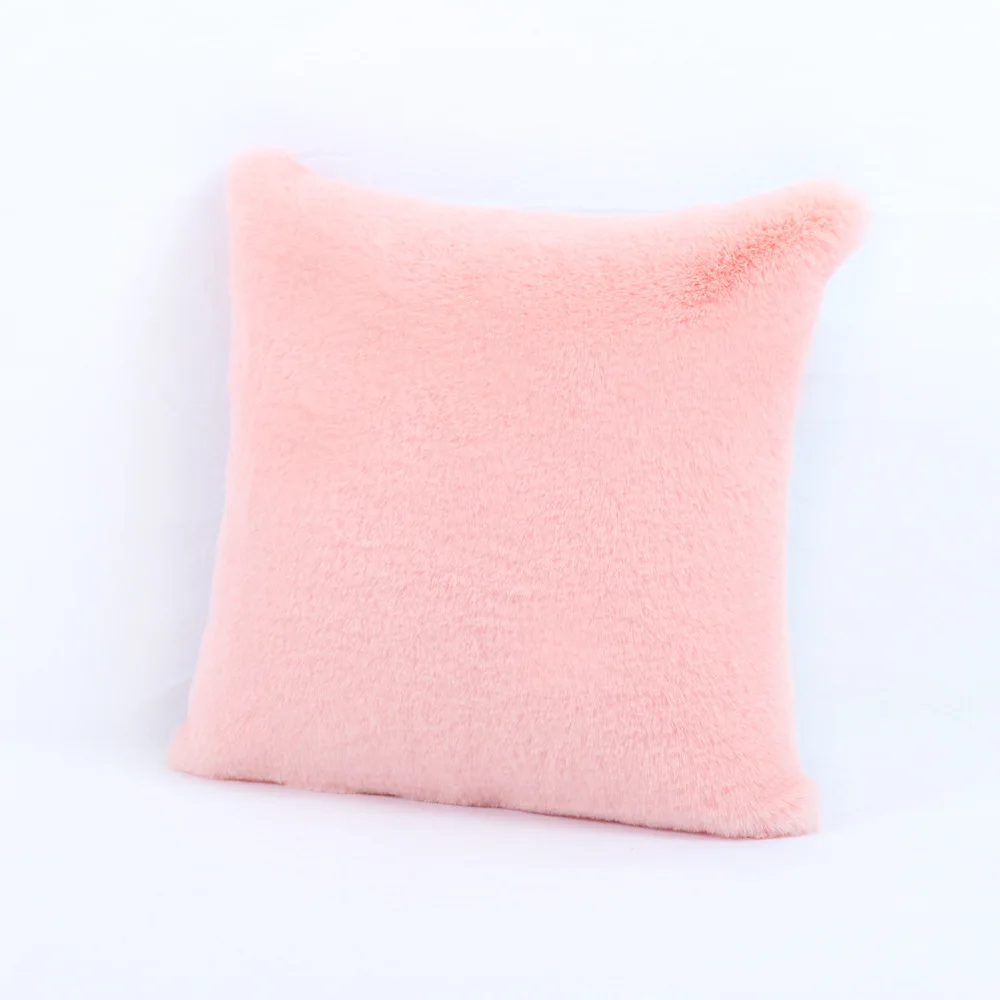 pink Современная однотонная Красная белая фиолетовая короткая плюшевая подушка, украшение дома, мягкая подушка для дивана, подушка для талии, моющаяся - Цвет: pink