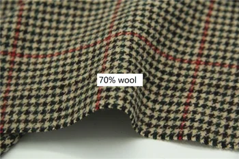 

free ship houndstooth 70% wool tweed tissue fabric price for 1 meter 59“ wide