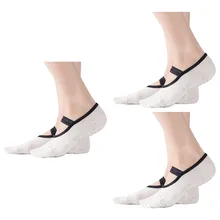 Носки для йоги, 3 пары нескользящих носков для пилатеса с балетными ремешками и силиконовые зажимы, носки для йоги, 3 пары нескользящих носков для пилатеса с Ba