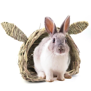 

Cute Rabbit Head Grass Nest Pet Rabbit House Environmental Protection Rabbit Hut Totoro Guinea Hamster Hedgehog Straw Small Pet