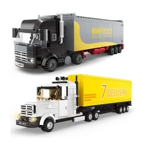 City Truck Vehicle Pickup Heavy Cargo Transport Model Building Blocks Machinery Shop Van Creative Carriage Harvester Car Kid Toy 4