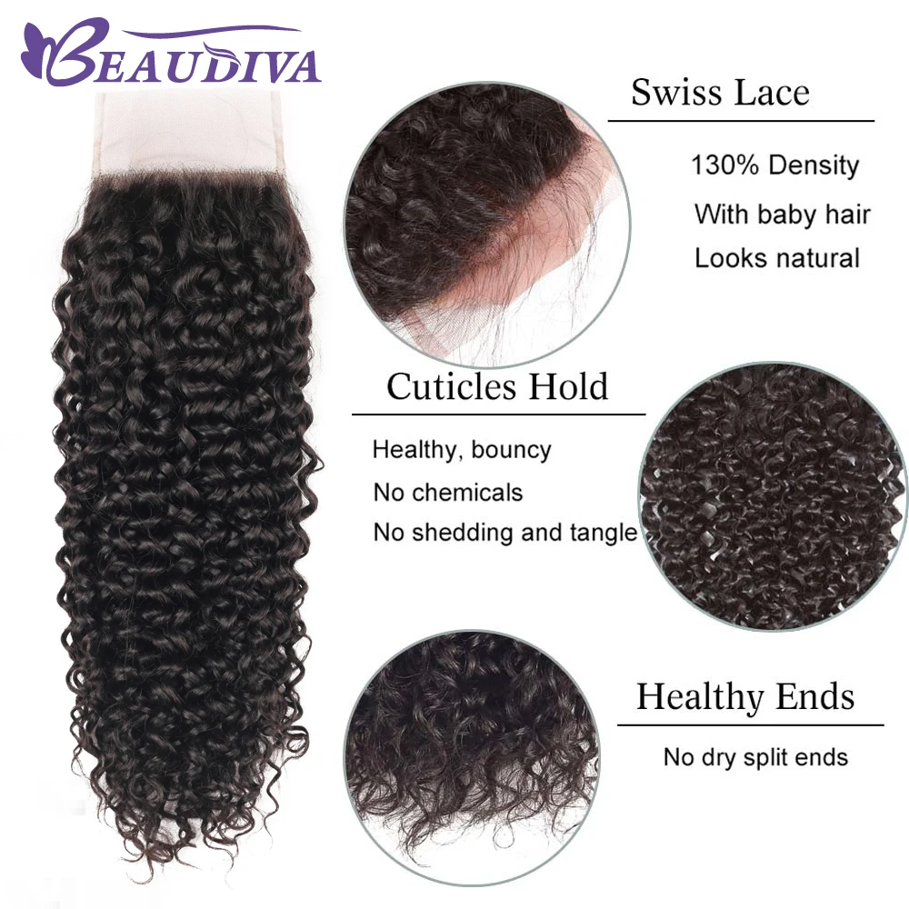 cabelo humano malaio com fechamento kinky curly