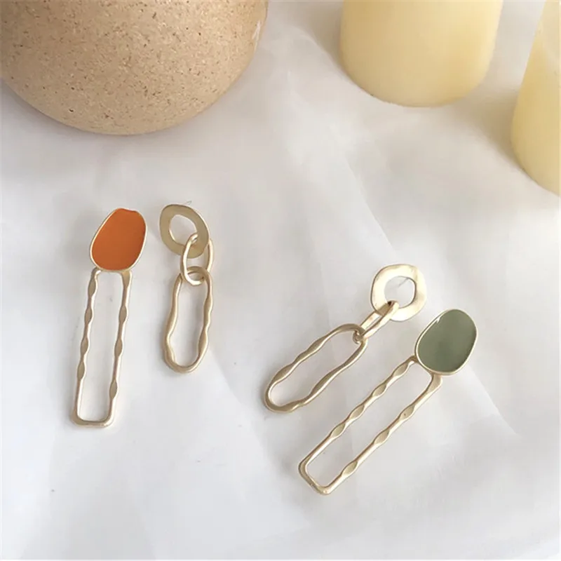 Модные женские серьги, персонализированные креативные геометрические серьги, простые эстетические Асимметричные металлические серьги