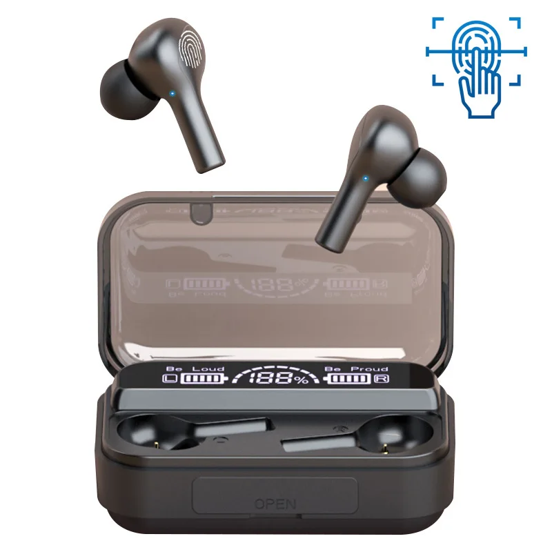 TWS Earphone with 2000mAh Charging Case IPX7 Waterproof Ear Buds Mini Wireless BT 5 0 Earbuds Touch Control LCD Display PK I12