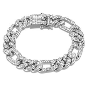 Хип-хоп Iced Out мужской браслет для мужчин, браслет с кубинским каналом, цепь золото серебро, розовое золото, 13 мм, браслет, модные ювелирные изделия в стиле панк, Прямая - Окраска металла: Silver