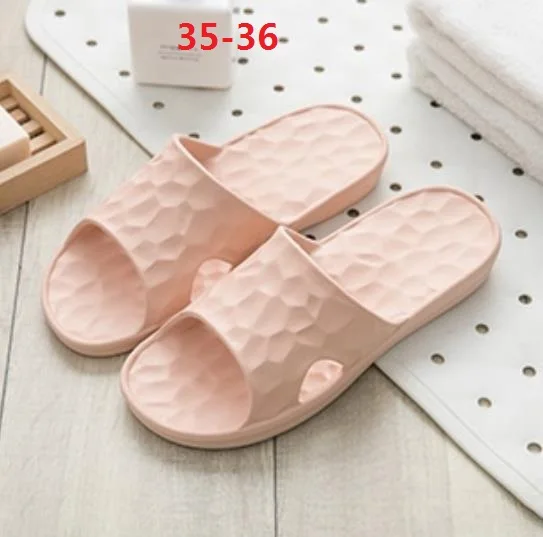 XIAOMI/тапочки с мягкой нескользящей подошвой для ванной; пылезащитные и легкие удобные разноцветные домашние тапочки для пар - Цвет: Pink-35