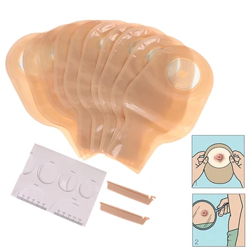 

10 PCS One-piece System Ostomy Bag Drainable Colostomy Bag Pouch Ostomy Stoma 60mm Cut Size Beige Cover Urine bag