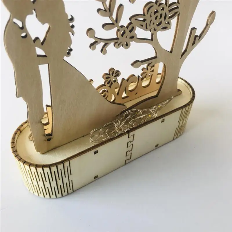 2 шт. Деревянный DIY ночник полый MR& MRS I LOVE YOU лампа Романтический орнамент для украшения свадьбы