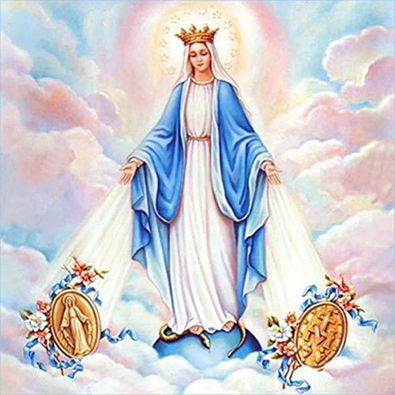 

Diamond Mosaic Cross Stitch Kits Diamond Painting "Virgin Mary" 5D Religion Series Diamond Painting Full Christmas Decoration GT