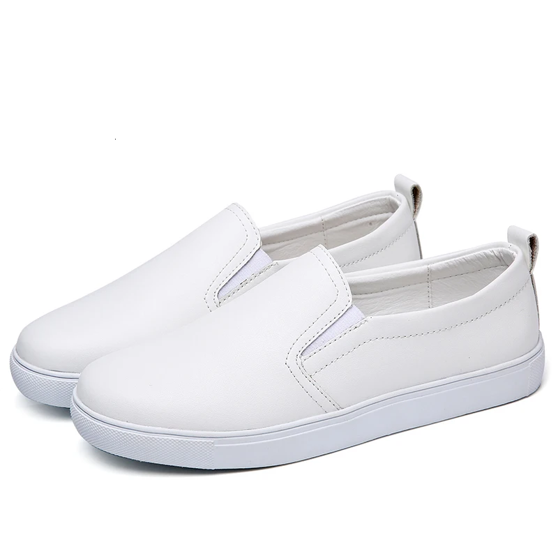 VIGOR/Женская обувь на плоской подошве; женские лоферы; сезон весна; Осенняя Повседневная обувь; женские мокасины без застежки; Вулканизированная обувь; S33 - Цвет: White