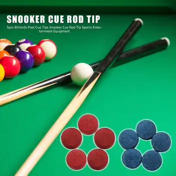 

5pcs Billiards Cue Tips Protection Head Buffalo Leather Snooker Cue Stick Tip Blue/Red Billiard Replacement Accessories