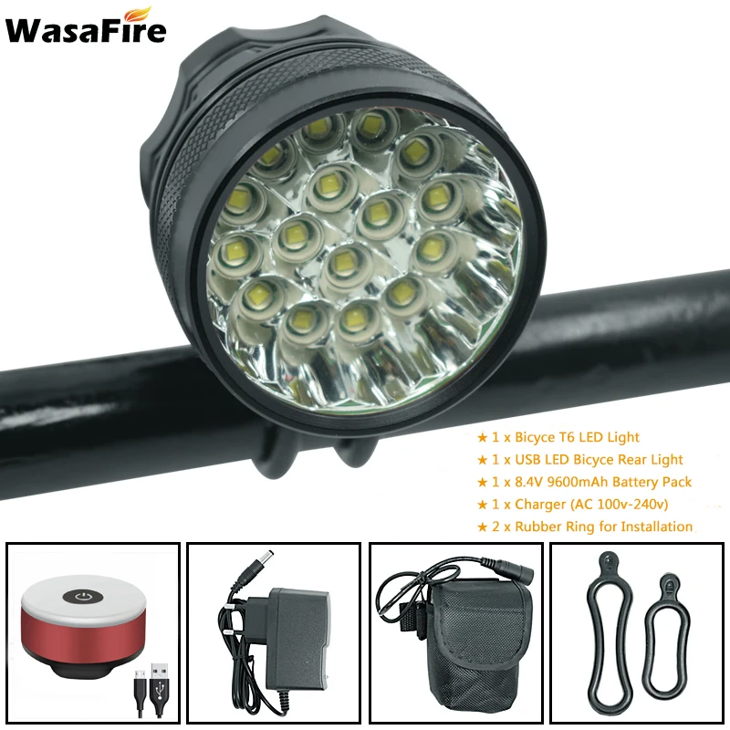 Cena WasaFire 40000 lumenów 16 * T6 LEDs lampa rowerowa rower przednie światła Running reflektor jazda na rowerze skuter latarka luz bicicleta