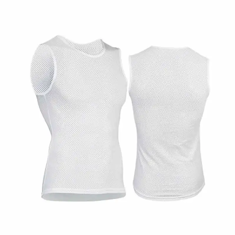 남성용 사이클링 베이스 레이어 2021, 화이트 MTB 자전거 쿨 메쉬 초경량 조끼, 통기성 민소매 사이클링 셔츠 언더셔츠 