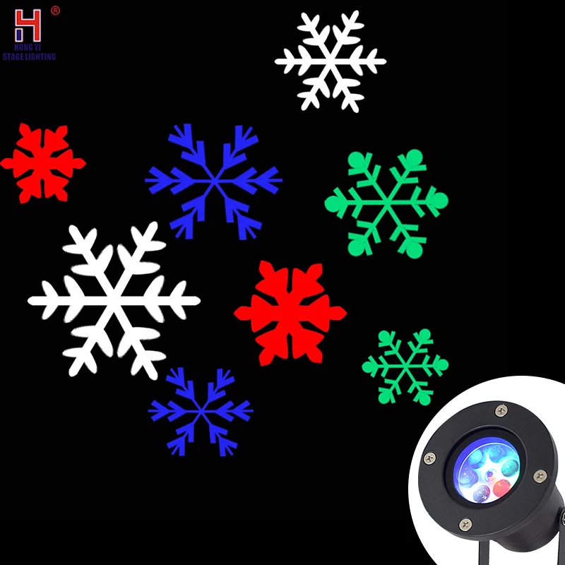 Светодиодный светильник с эффектом снежинки, лазерный проекционный светильник, автоматический профессиональный сценический светильник со снежинками для рождества, Хэллоуина, нового года - Цвет: RGBW snowflake led