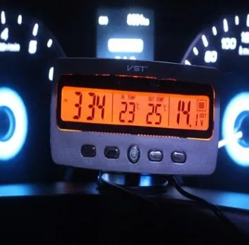 Автомобильные электрические часы 3 in 1Car, таймер 12 В, автомобильный термометр 7045 в, синий, оранжевый светильник, светодиодный задний светильник, предупреждающий об морозе, автомобильные аксессуары|Часы| | АлиЭкспресс