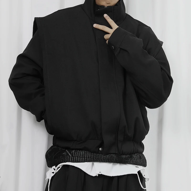 남성 의류 느슨한 스탠드 칼라 자켓 2021 새로운 이른 가을 패션 트렌드 솔리드 컬러 다목적 짧은 캐주얼 루스 자켓 