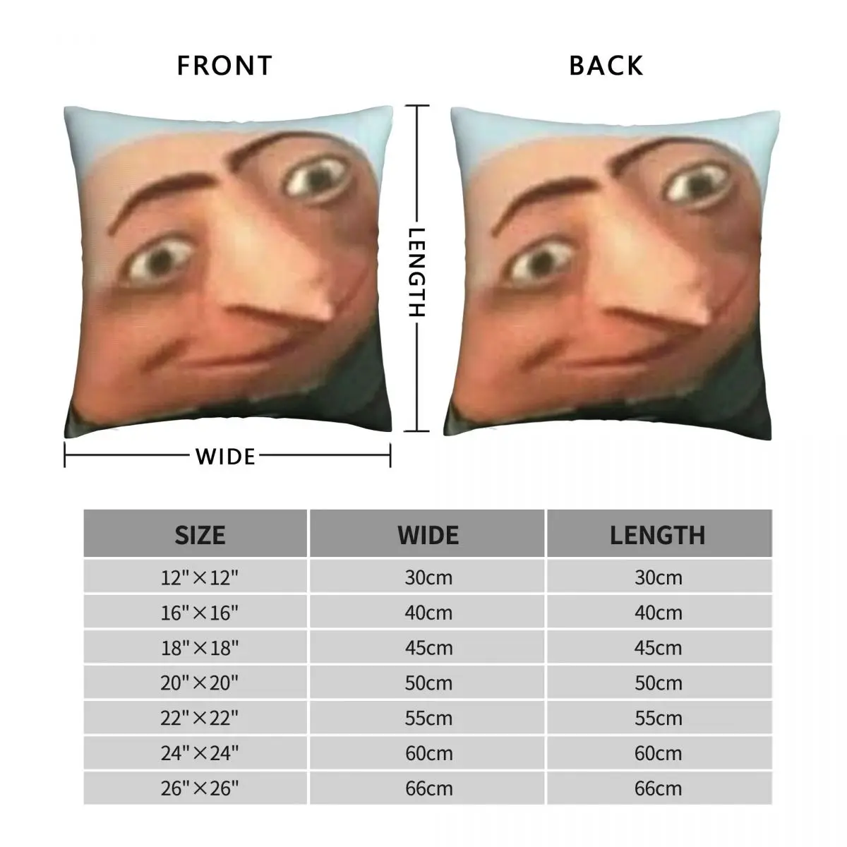 Gru Meme Face Square Pillowcase Polyester Linen Velvet Zip Decor Sofa  Cushion Cover