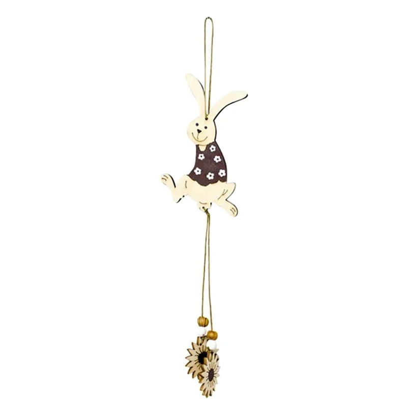Easter Wooden Pendant Hanging Decoration Happy Rabbit Bird Rooster Eggs Flower Design for Home Party Decor | Дом и сад