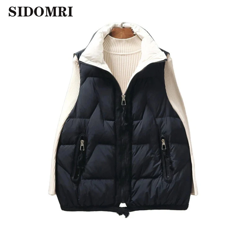 

2021 Cotton body Warmer Vest Women Plus Size Thick Down Cotton Vest Zipper Beige Black Warm Vest Coat Zipper Waistcoat Vest