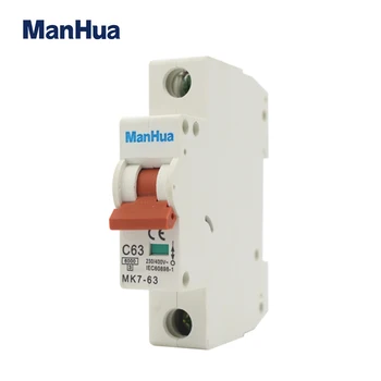

ManHua MK7-63 6000A EU Standard construction 1P ~230/400V 6A 16A 20A 32A 63A CE Certificate breakers Mini Circuit Breaker