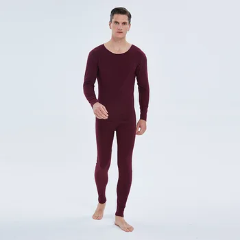

Men's Thermal Underwear Set Double-sided Solid Color Round Neck Thickened Autumn Clothes Pants Camisola Termica