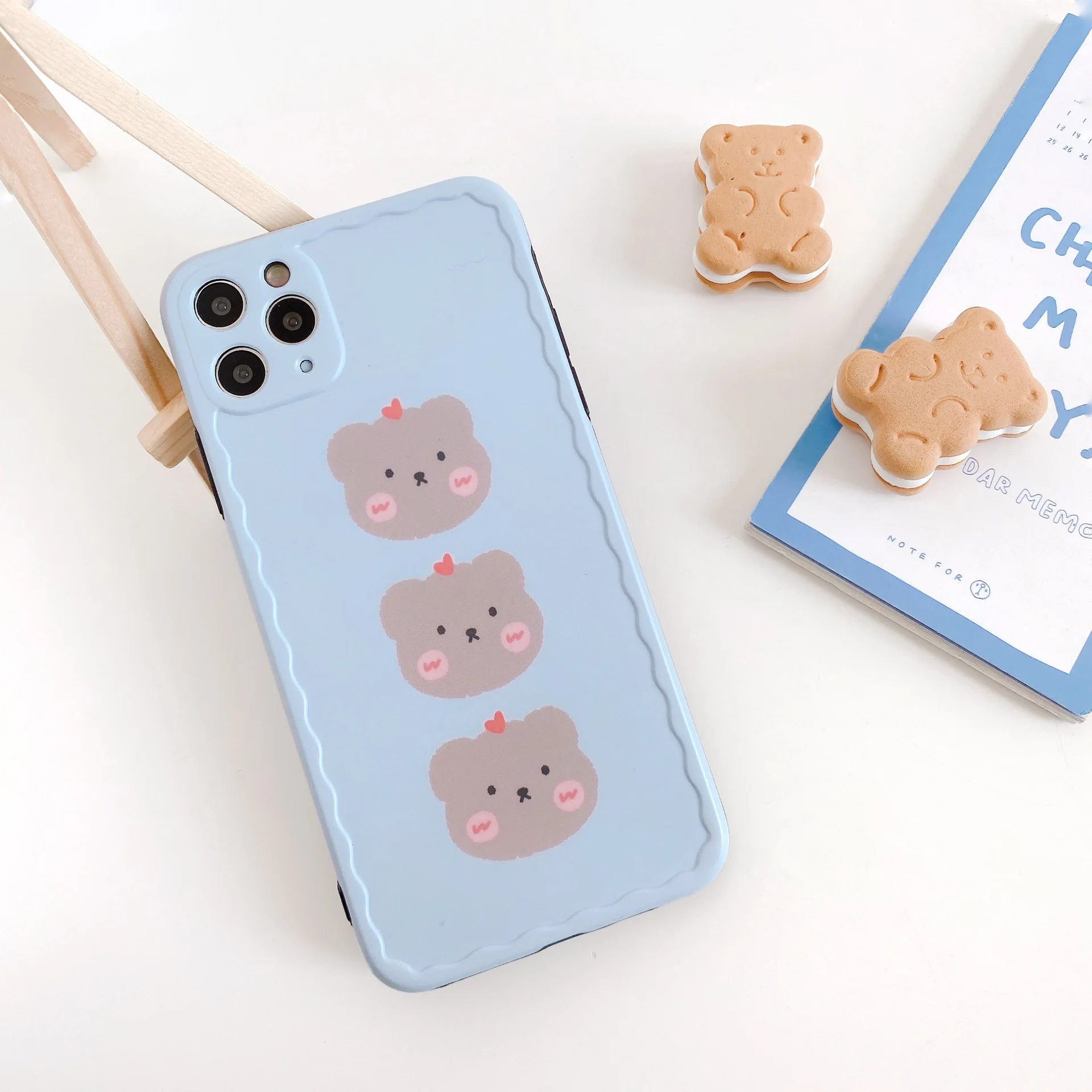 

Cute Phone case For iPhone 11 Pro Max Xr Xs Max X 7 7 Plus 8 Plus SE case silicone cover Retro Simple Korean Cartoon Brown bear