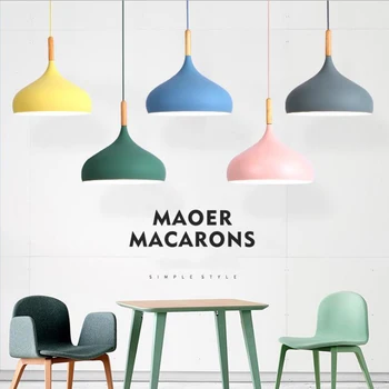 

New Nordic creative kindergarten restaurant macarons LED chandelier simple modern study bar table lamp