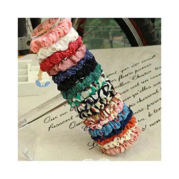

XY Fancy Dickness 10pcs Women Fashion Head Rope Elastic Polka Dot Print Styling Hair Band Rope Scrunchie Ponytail Holder Girl