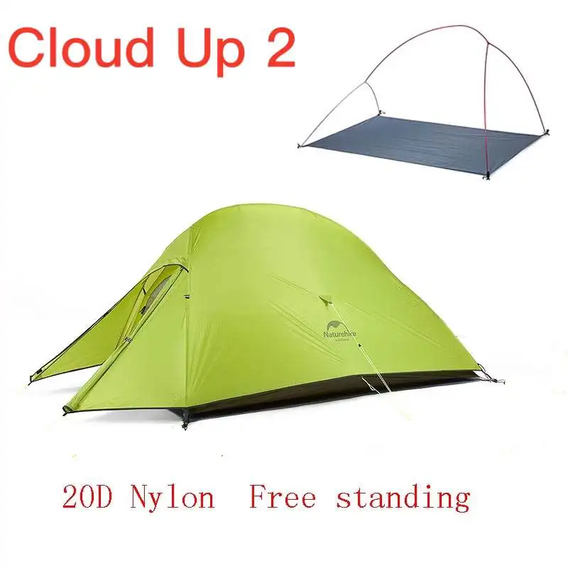 Naturehike Cloud Up Series Сверхлегкая походная палатка Водонепроницаемая походная палатка 20D нейлоновая складываемая палатка с бесплатным ковриком - Цвет: CloudUp2 20D Green