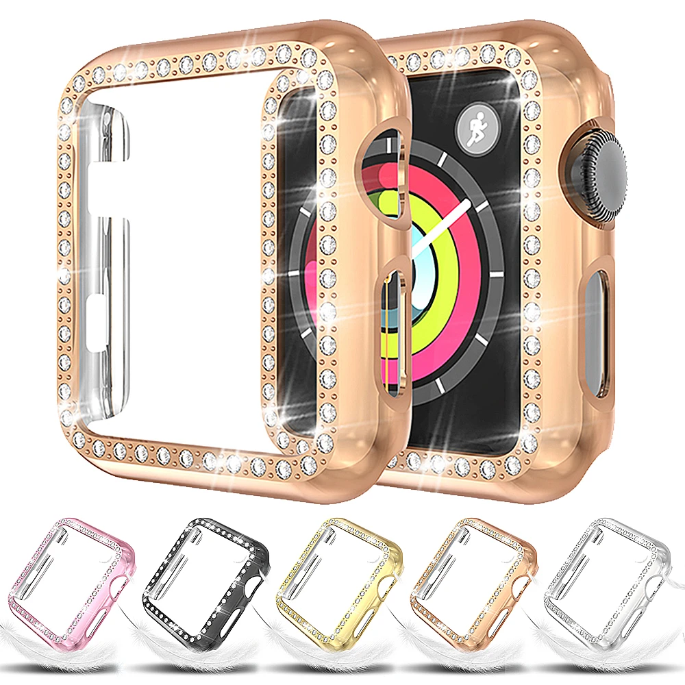 

Diamond Case For Apple Watch Series 5 44mm Protective cover 40mm iWatch 4 Screen PC Watch Case for apple watch 3 42mm case 38mm