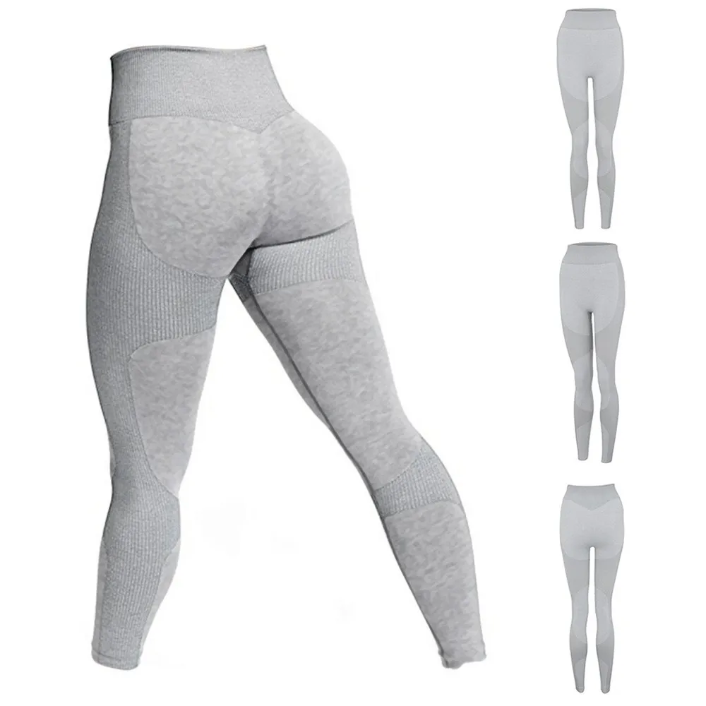 Эластичные бесшовные тренировочные штаны с высокой талией тонкие облегающие