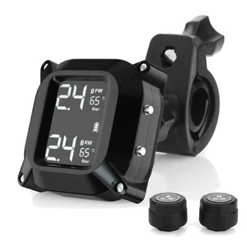 

Monitor System Tire Pressure W/ 2 External Sensors LCD Digital Display Accessory Replacement Motorcycle