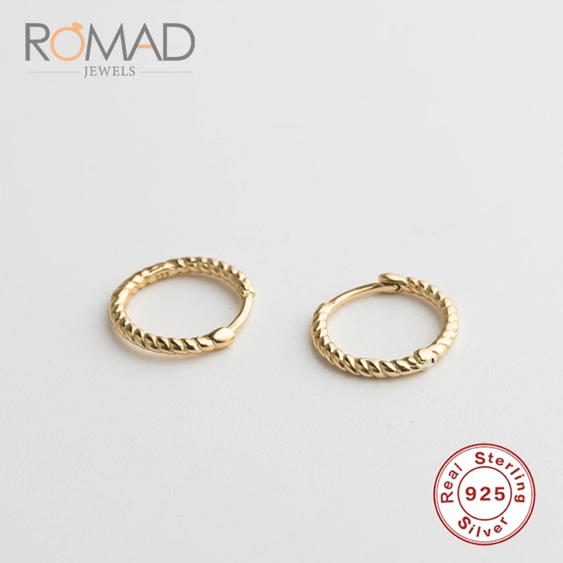gold Romad новые модные серьги обруча, серьги из веревки, индивидуальные серебряные круглые серьги для женщин, подарки, S925 Серебряные серьги - Окраска металла: gold