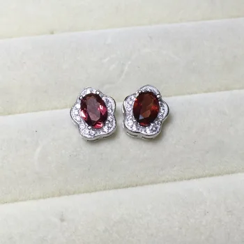 

New product promotion 925 pure silver Natural Garnet Earrings including certificate for friend gift for lady