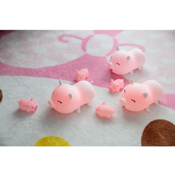 

Eye Protection Usb Rechargeable Pig Night Light Colorful Silicone Led Light Bedroom Bedside Lamp