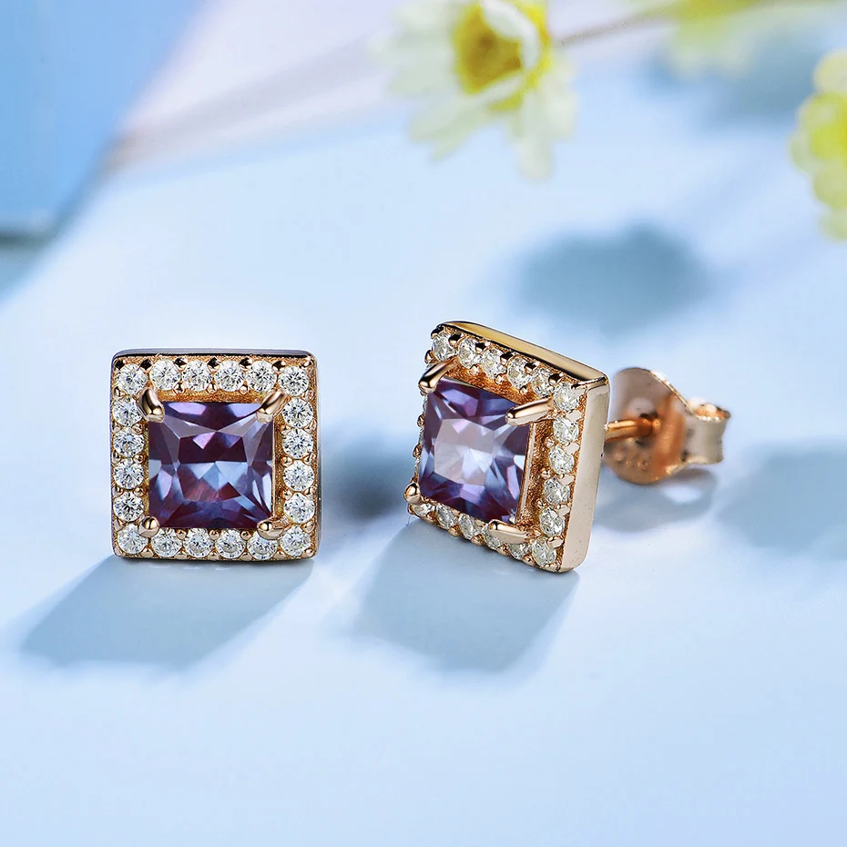 Alexandrite Earrings White Gold | Earrings Jewelry Alexandrite - 585 Rose  Gold Stud - Aliexpress