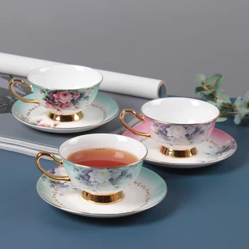 

Luxury Bone China Coffee Cup European Creative High Quality Retro Afternoon Tea Cups Tazas De Cafe Home Espresso Cups DA60BYD