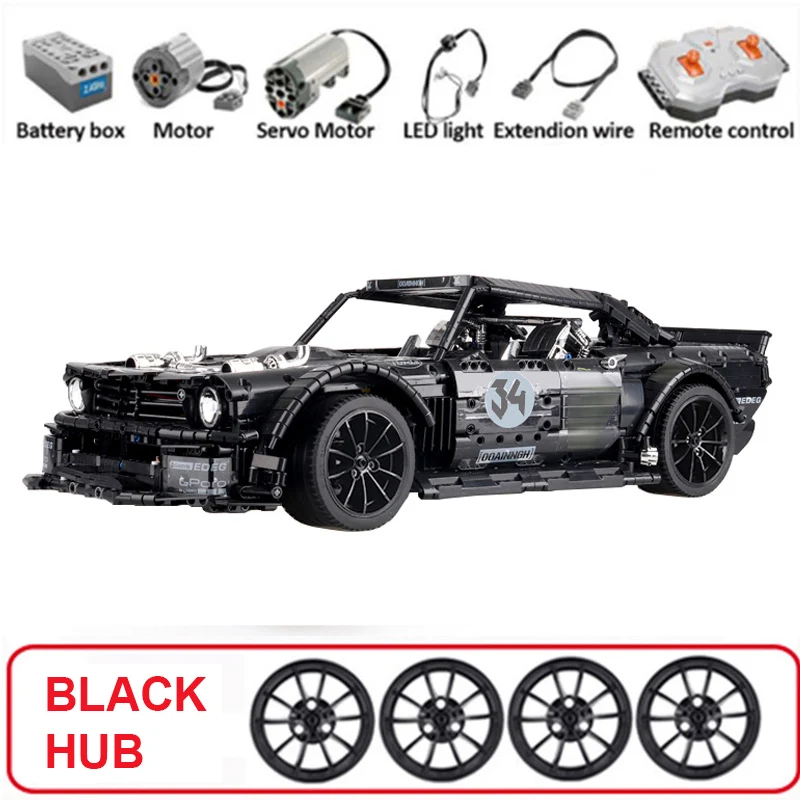 NO BOX 23009 Новинка 1965 Ford Mustang Hoonicorn гоночный автомобиль Ft Technic 20102 MOC-22970 строительные блоки кирпичи детские развивающие игрушки подарки - Цвет: NO BOX