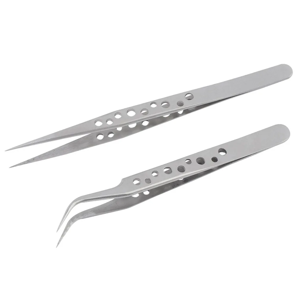Ultra Precision Stainless Steel Tweezers Set Fine Point Tweezers for Electronics Mobile Phone Laptop Repair SMD Soldering Tools