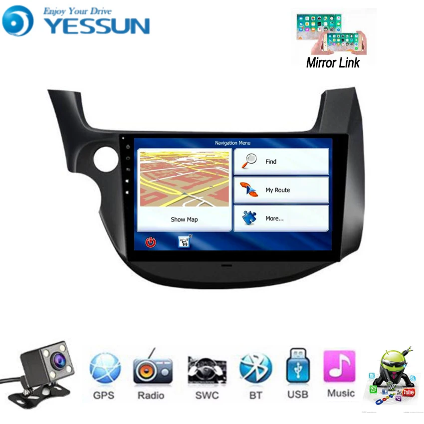 YESSUN Car Android Multimedia Player For Honda Fit Jazz 2008~2013 GPS Navigation Big Screen AUTO Radio Bluetooth | Автомобили и