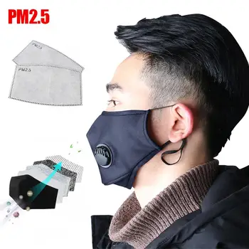 

Unisex Cotton Breath Valves PM2.5 Mouth Mask 5-Layer Anti-Dust Anti Pollution Mask Cloth Activated carbon filter respirator Mask