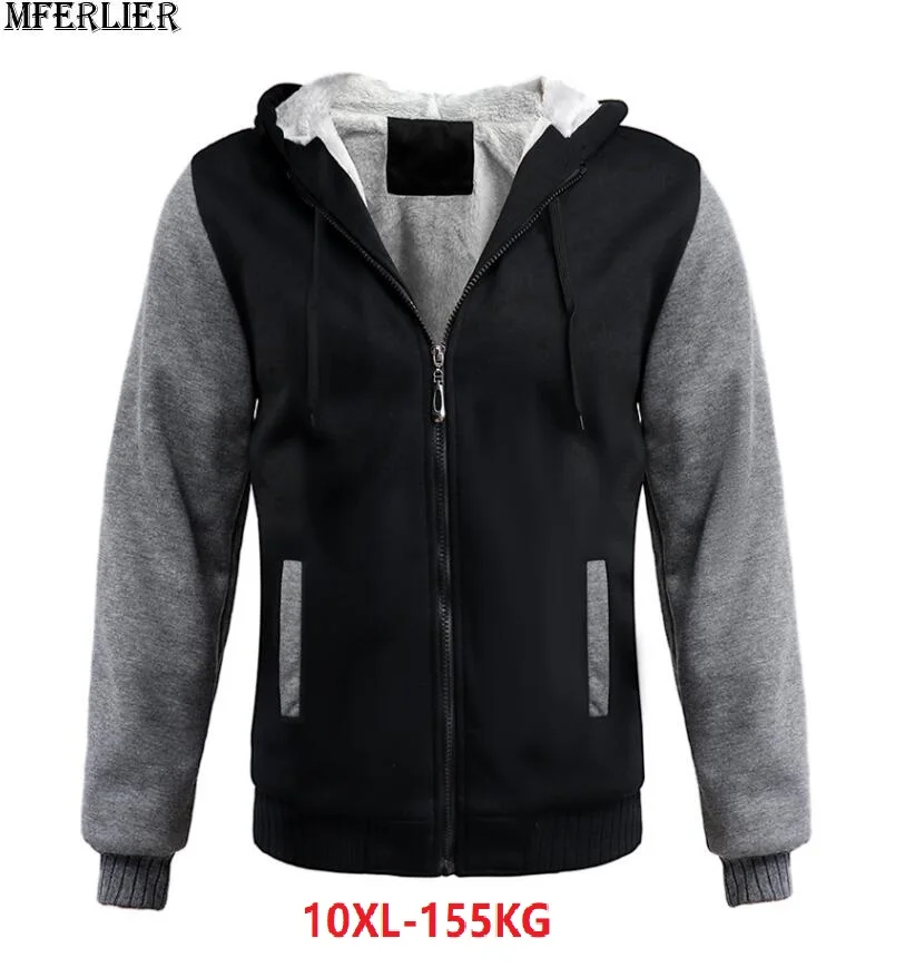 

plus size 10XL 8XL winter jackets men thick warm Sweatshirt hooded fleece casual autumn patchwork loose hoodies coat 140KG 150KG