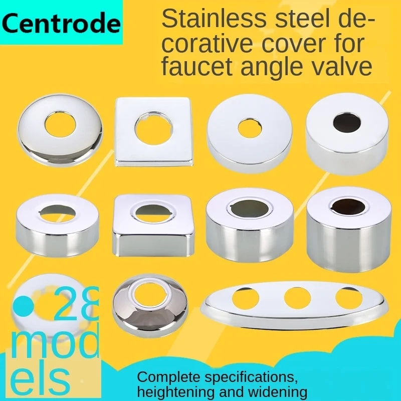 Stainless steel faucet decorative cover increase with high depth triangular valve shower faucet cover afbeelding