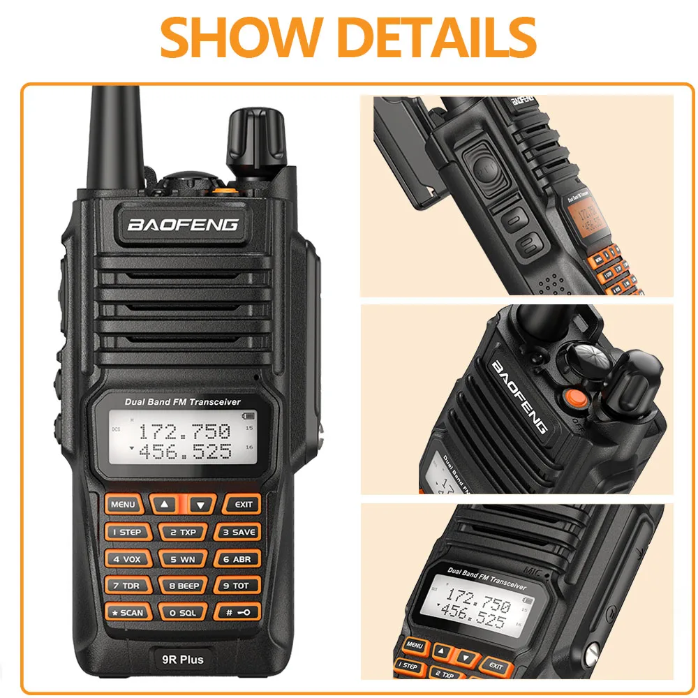 Портативная рация BaoFeng UV 9R Plus 10 Вт UHF VHF Dual Band IP68 HF Transceiver Ham Portable Radio|Рации| |