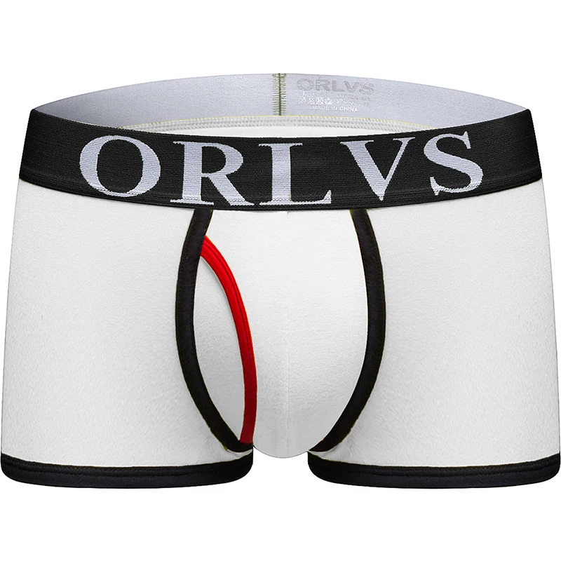 ORLVS Brand men boxer gay male underwear cueca tanga ropa interior hombre boxer homme calzoncillo boxer para hombre boxer short - Цвет: OR47-white